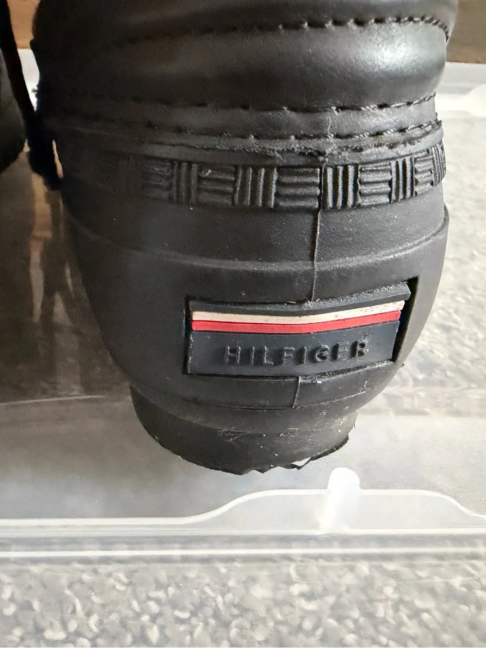 Tommy Hilfiger Black Winter Rain Boots with Gray Faux Fur Cuff